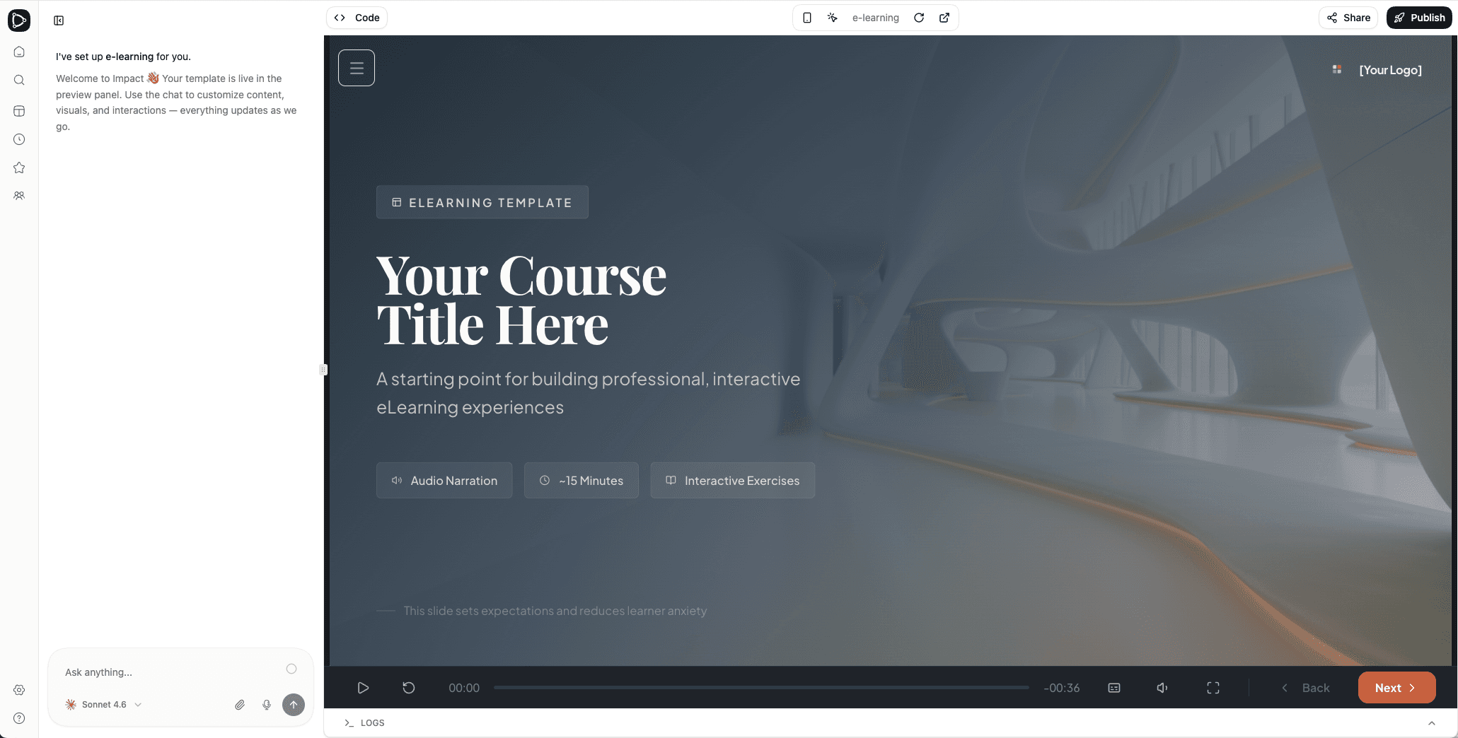 E-learning template example