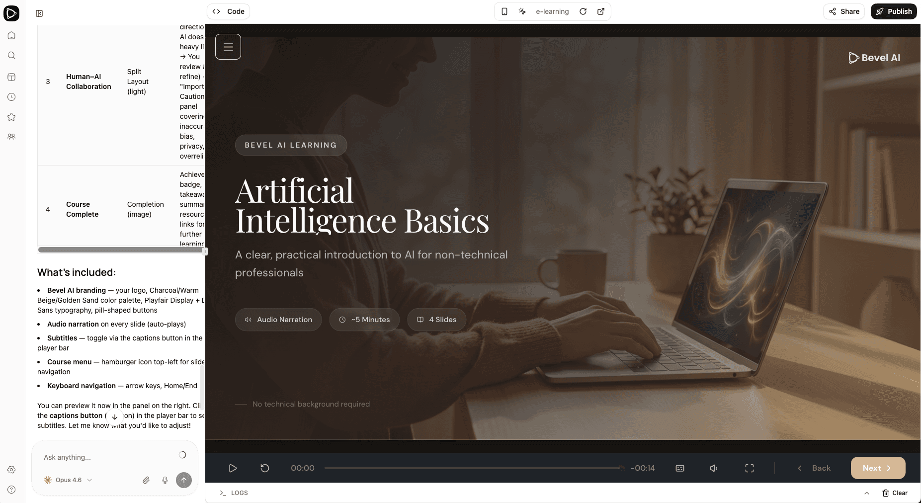 Generated AI course preview